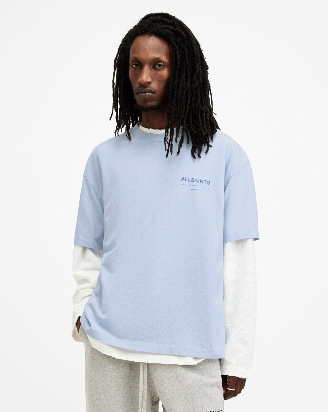 All Saints Access Cotton Oversized T Shirt (bethel Blue)