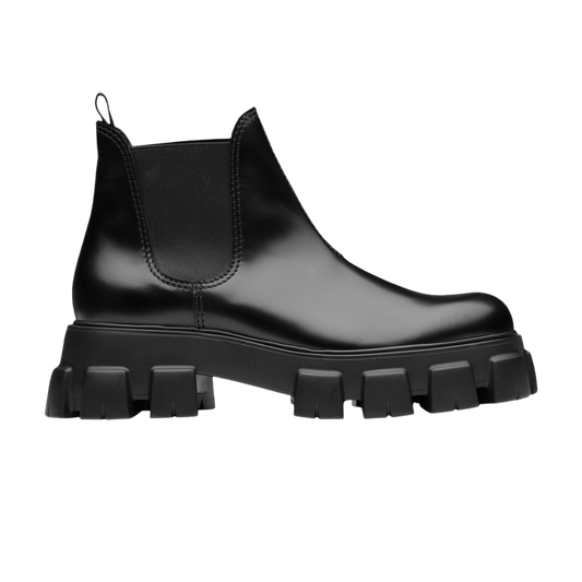 Prada Monolith Brushed Leather Chelsea Boot 'black'