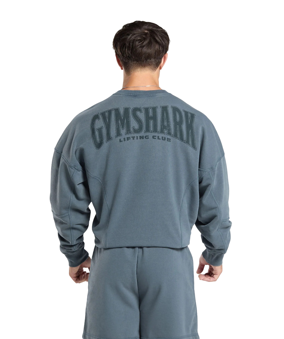 Gymshark Heritage Washed Crew Titanium Blue