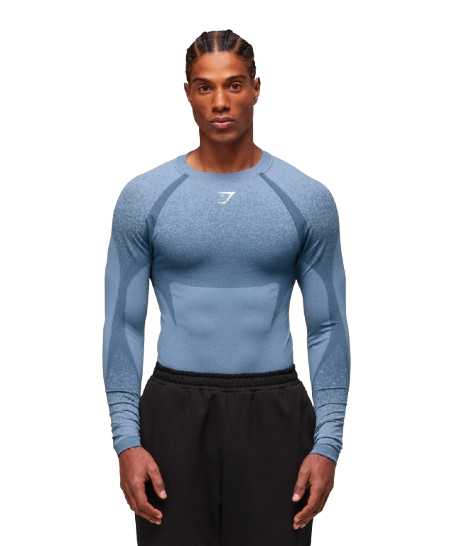 Gymshark Shadow Seamless Long Sleeve T Shirt Faded Blue