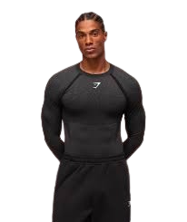 Gymshark Shadow Seamless Long Sleeve T Shirt Black